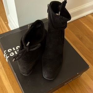 Franco Sarto Design Lab black suede booties